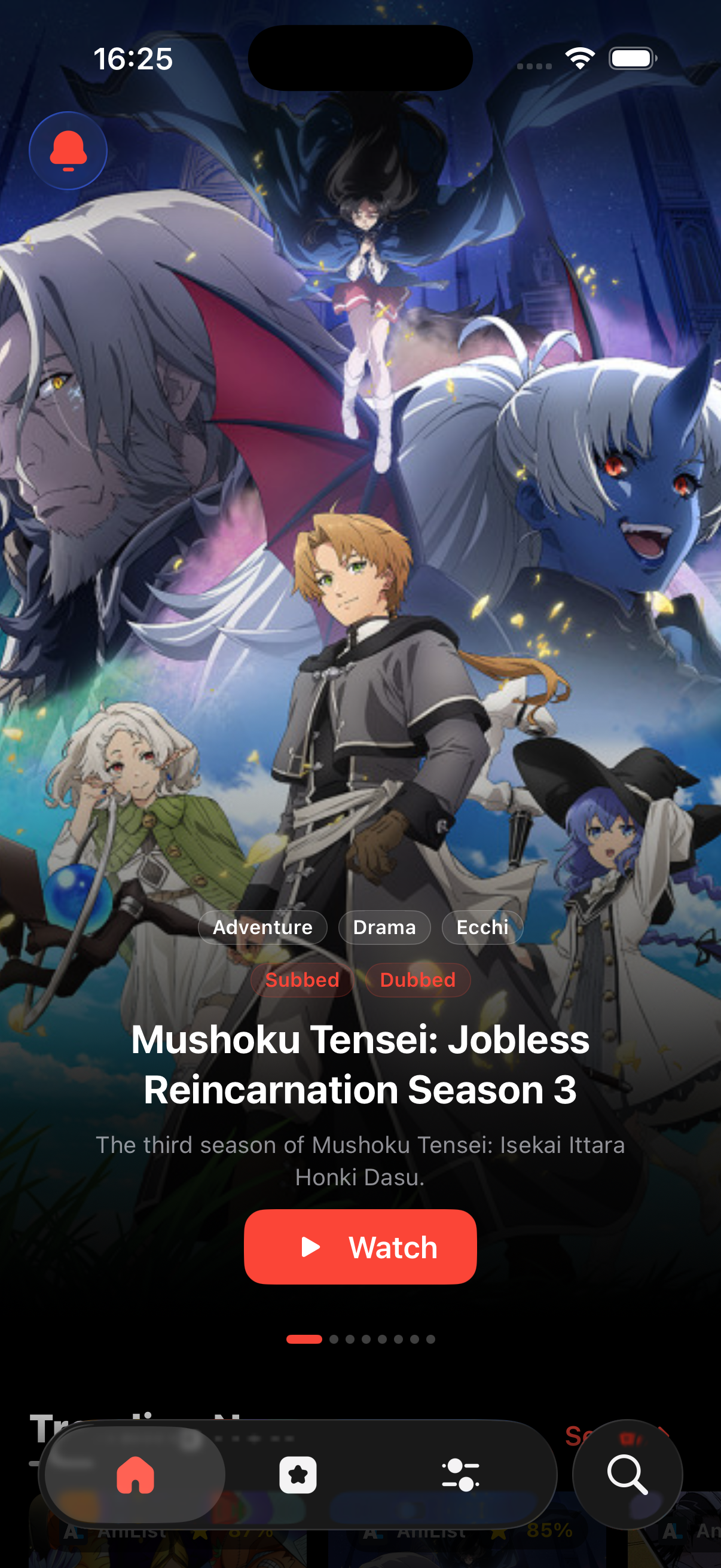 HAnime TV main app screen