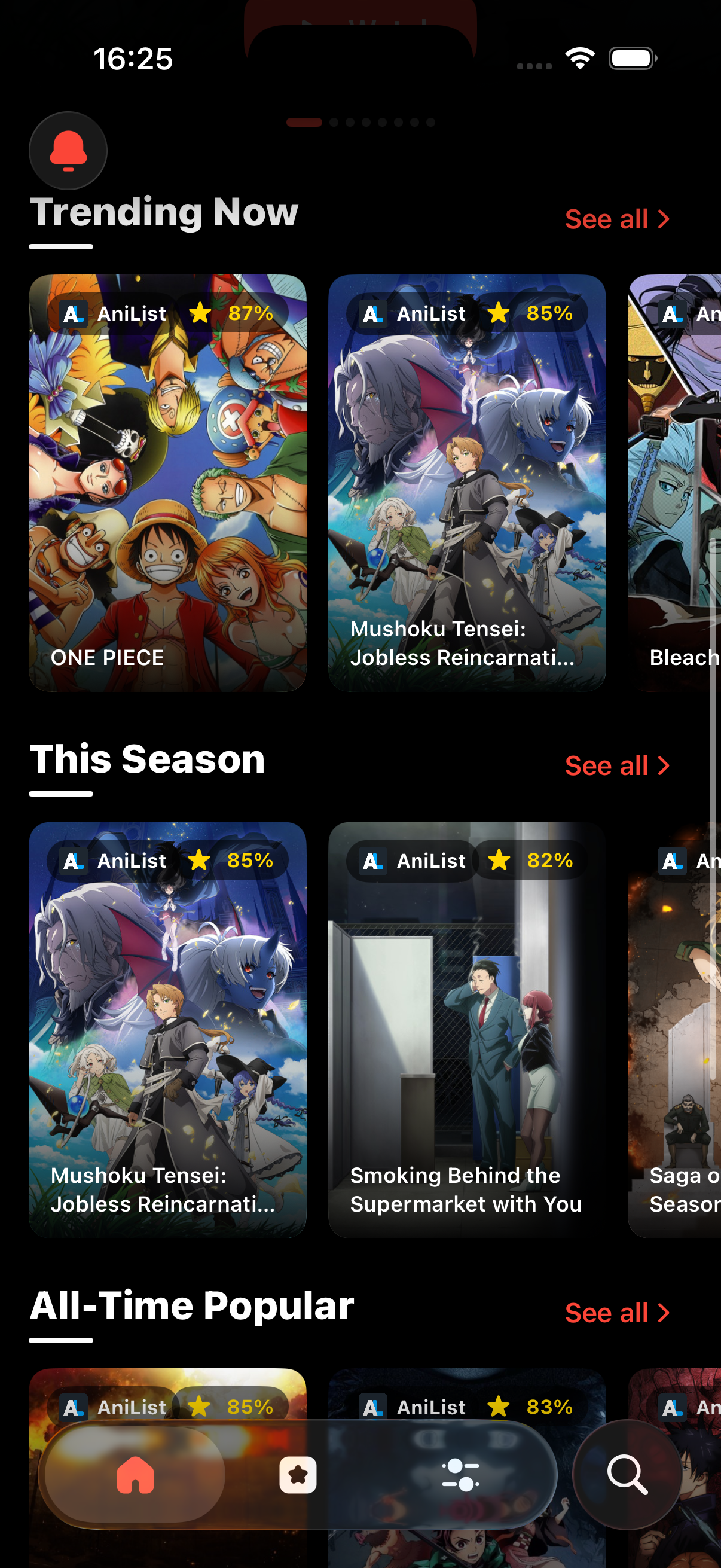 HAnime TV show browsing